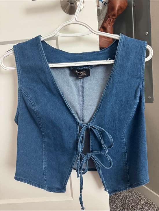 Flying Tomato Tops - Flying Tomato Denim Tie-Front top